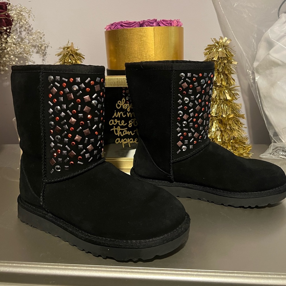 Black jeweled Ugg boots